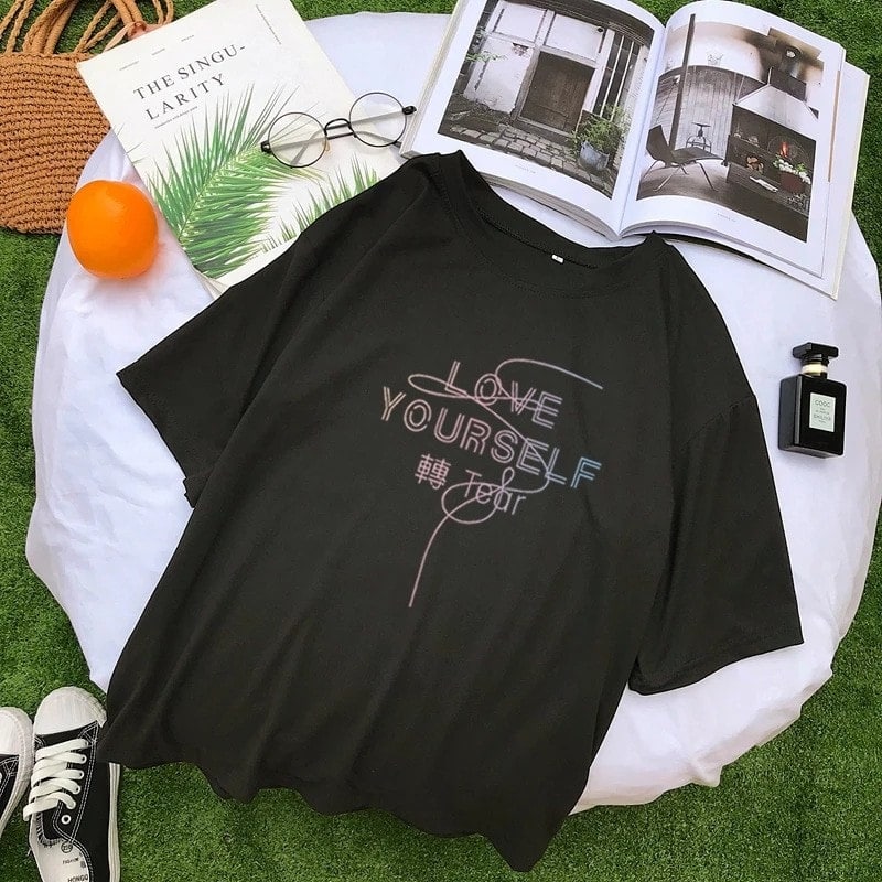 BTS Love Yourself T-Shirt, Zwart XXL