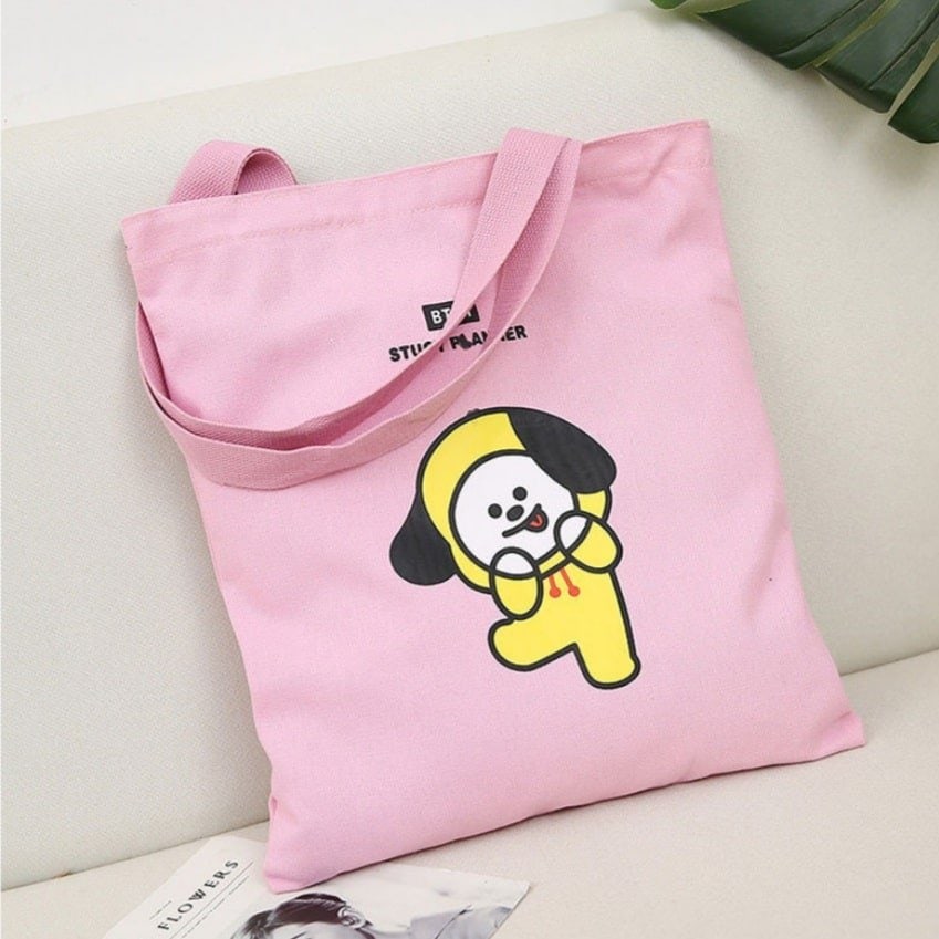 BT21 CHIMMY Canvas Tas, Katoen, Roze