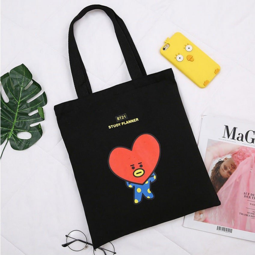 BT21 TATA Canvas Tas, Katoen, Zwart