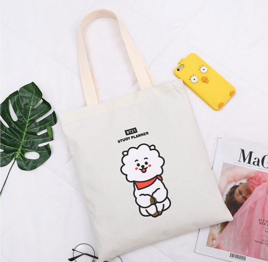 BT21 RJ Canvas Tas, Katoen, Wit