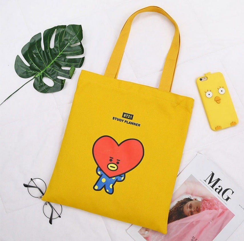 BT21 TATA Canvas Tas, Katoen, Geel