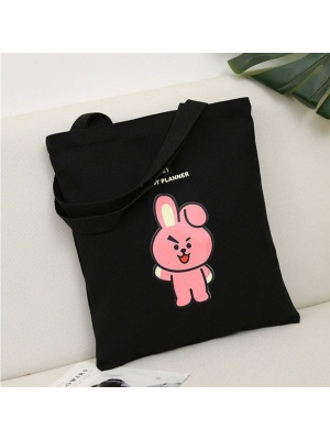 BT21 COOKY Canvas Tas, Katoen, Zwart
