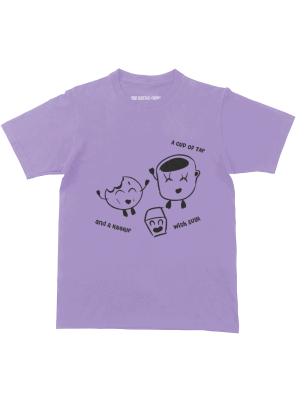 A cup of TAE with SUGA and a KOOKIE T-Shirt, Unisex, Loose-Fit, Paars/Zwart