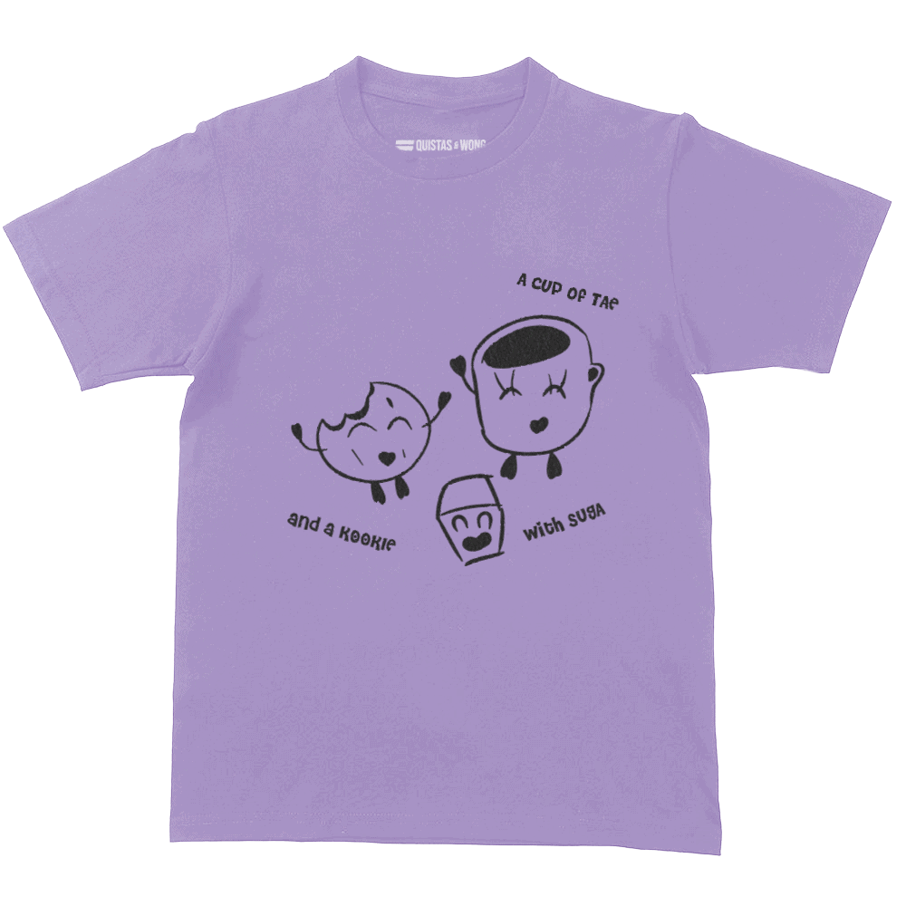BTS A cup of TAE with SUGA and a KOOKIE T-Shirt, Unisex, Loose-Fit, Paars/Zwart