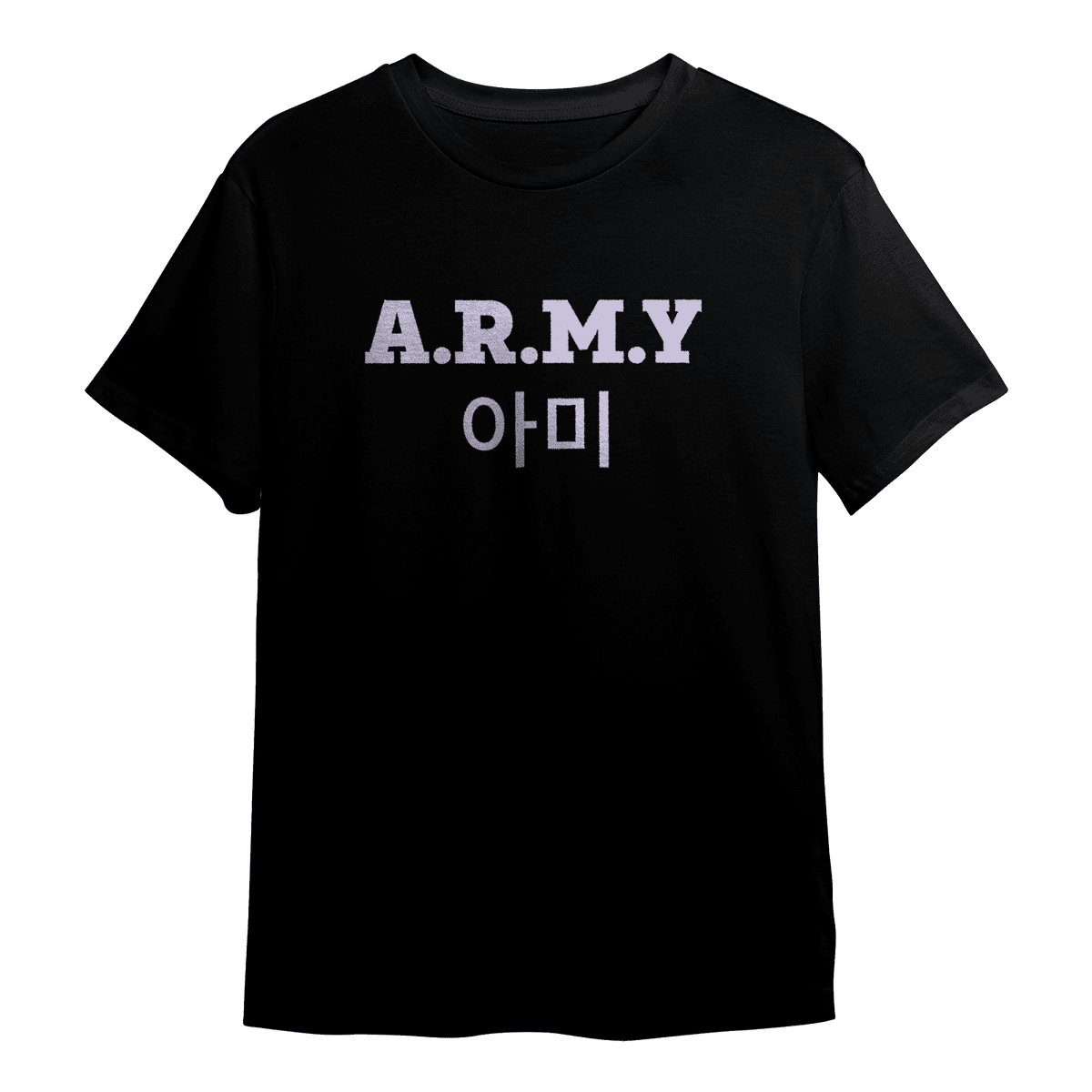 BTS ARMY Hangul T-Shirt, Unisex, Zwart/Violet Paars