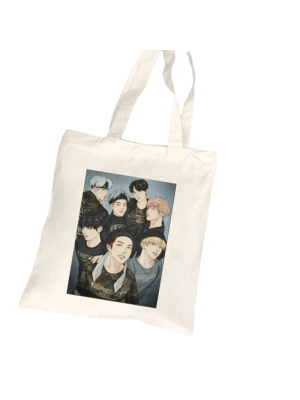 BTS Anime Canvas Tas, Katoen