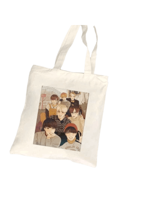 BTS Anime Canvas Tas, Katoen