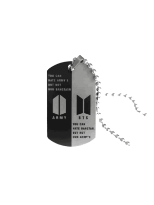 BTS A.R.M.Y Dog Tag Ketting, Zwart/Zilver