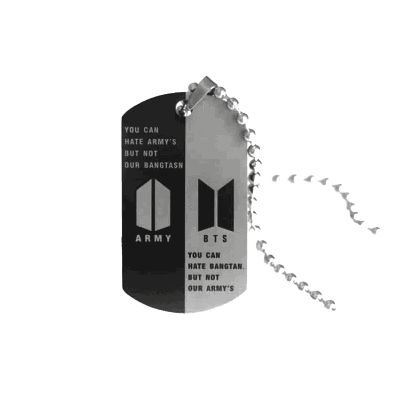 BTS A.R.M.Y Dog Tag Ketting, Zwart/Zilver