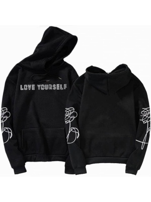BTS Love Yourself Hoodie, Zwart/Wit