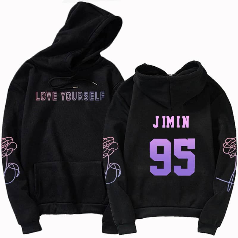 BTS Love Yourself Hoodie, Jimin, Zwart L