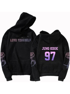 BTS Love Yourself Hoodie, Jung Kook, Zwart