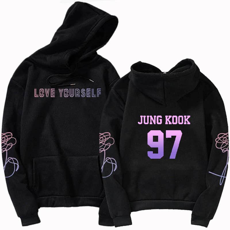 BTS Love Yourself Hoodie, Jung Kook, Zwart M