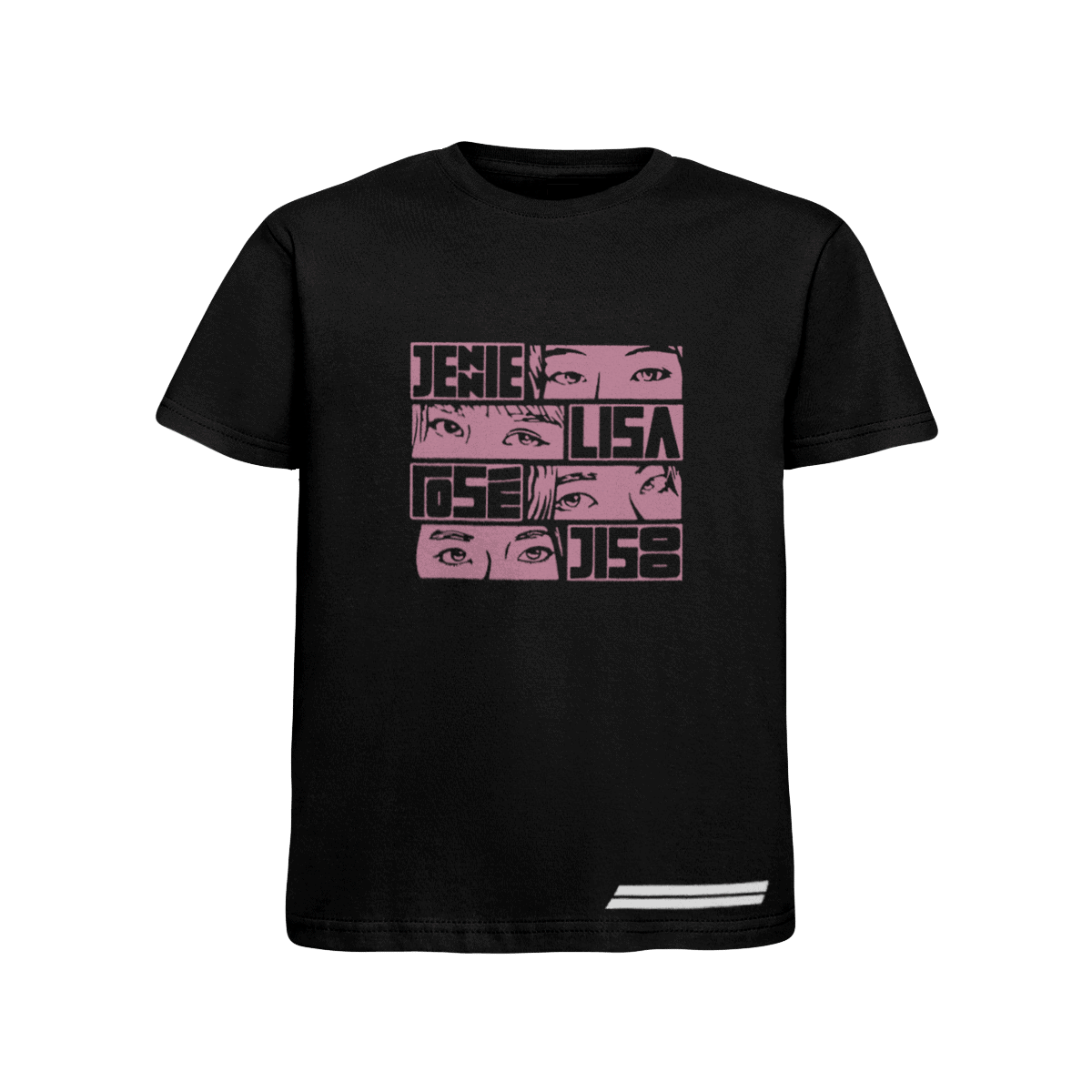 BLACKPINK Jennie Lisa Rosé Jisoo Kids T-Shirt, Zwart/Roze