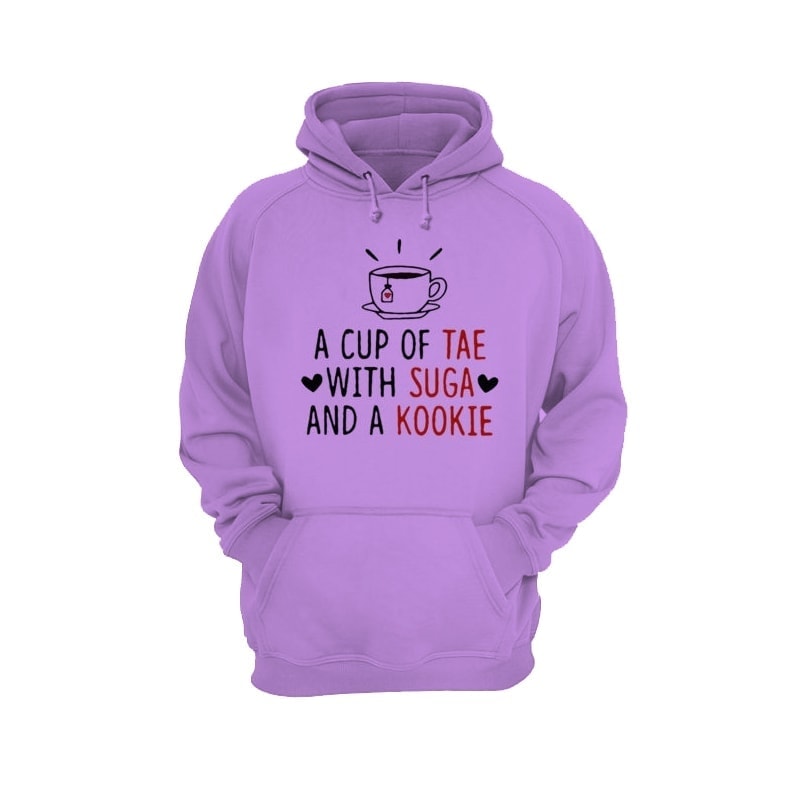 A Cup of Tae With Suga And a Cookie Hoodie, Paars S